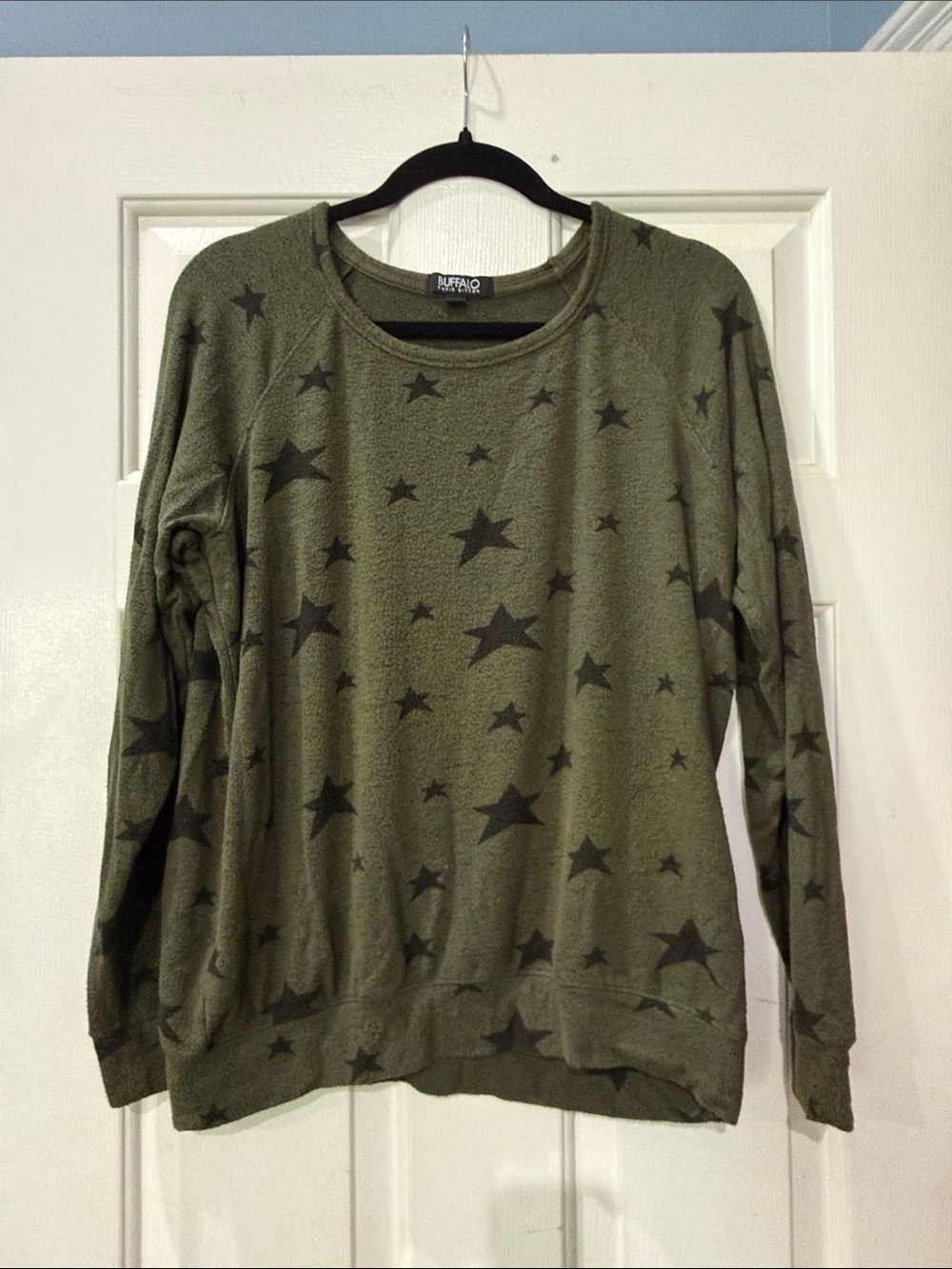 Buffalo David Bitton Olive Green Star-Print Crewneck Sweater